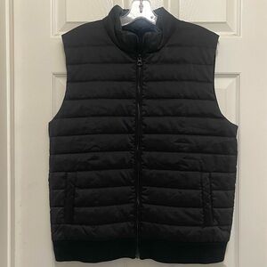 VINCE Men’s Black Quilted Puffer Wool Knit Zip Vest -Sz L